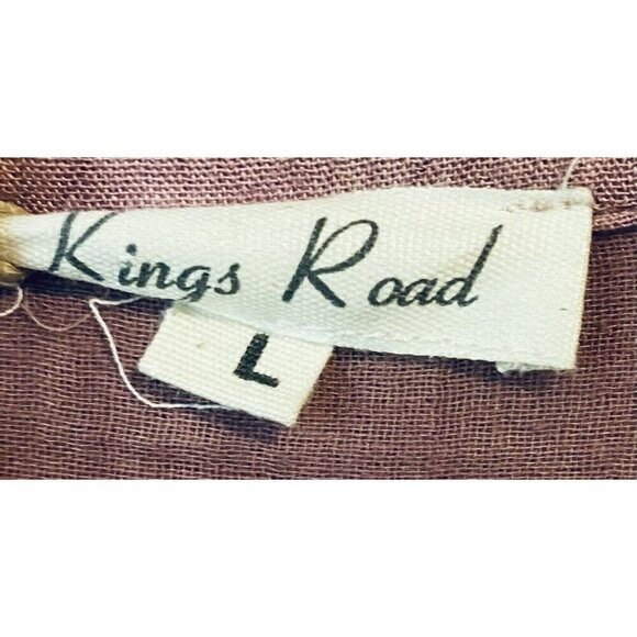 Kings Road Dress Womens Large Mauve Crochet Gauzy Long Sleeve Flowy Boho Peasant - Picture 5 of 7